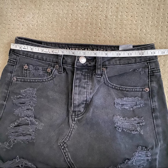 AMERICAN EAGLE Black Distressed Denim Mini Skirt - Picture 8 of 9